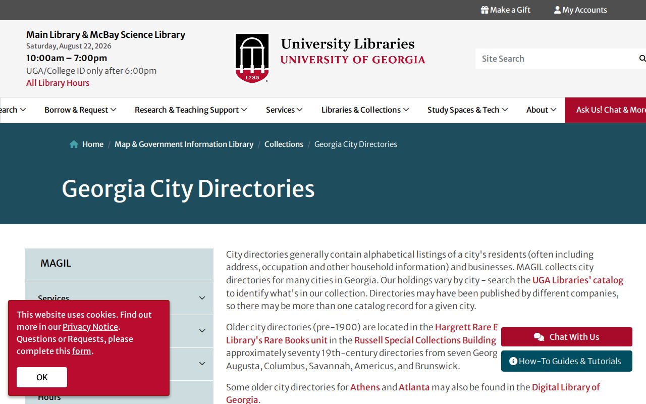 Athens city directory holdings at UGA Libraries