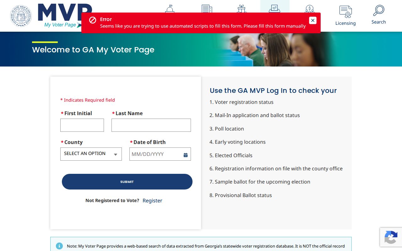 Georgia My Voter Page for Athens voter verification