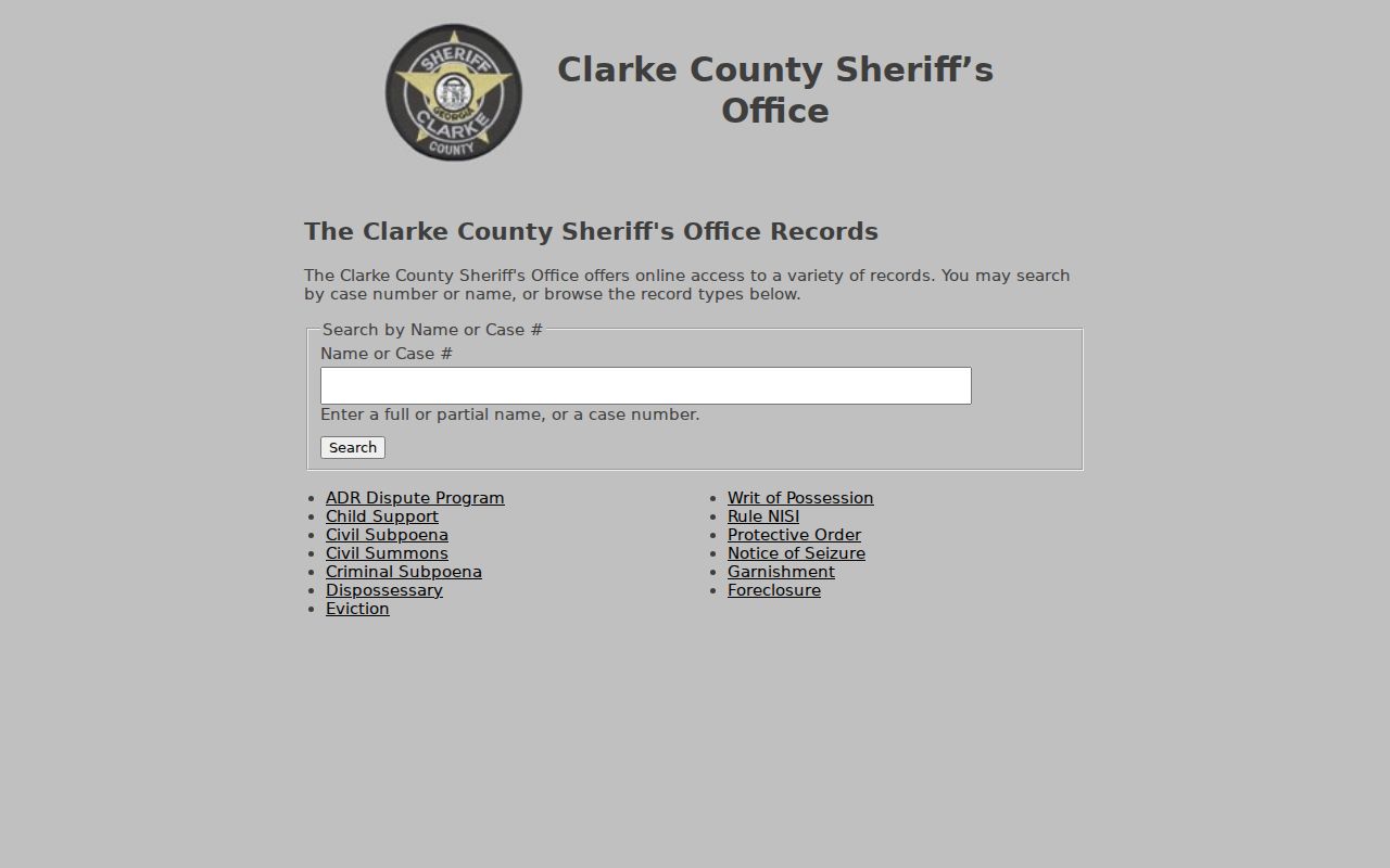 Athens resident lookup Clarke Sheriff civil records search