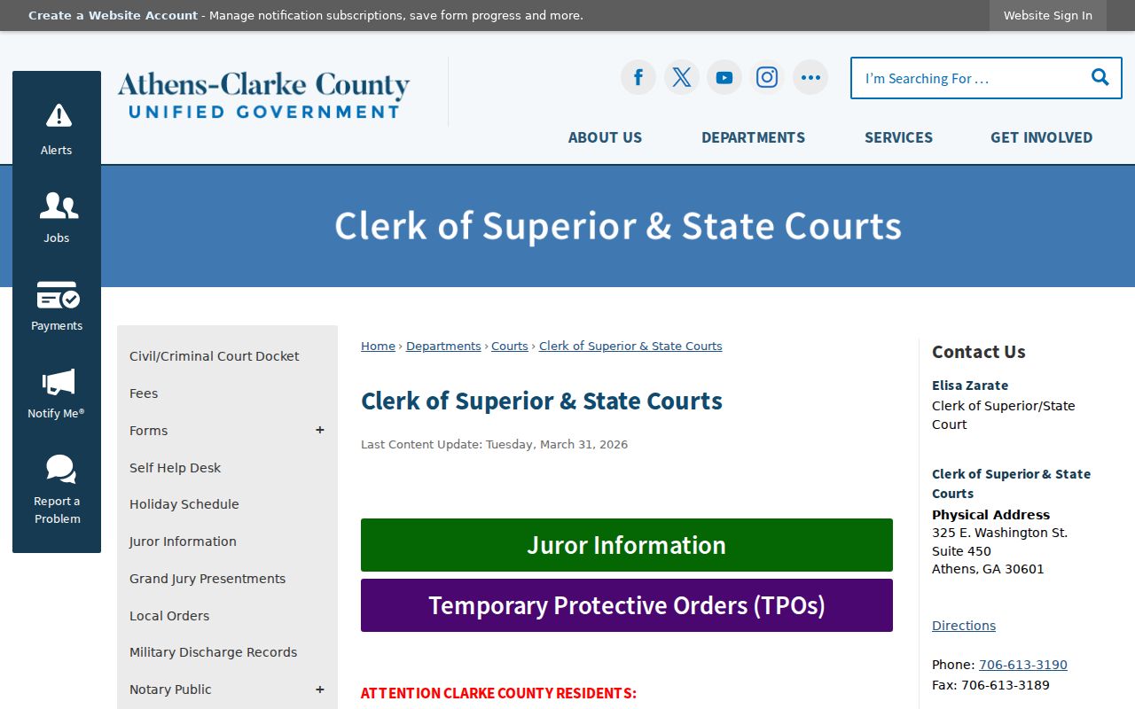 Athens street directory Clarke Clerk land records page