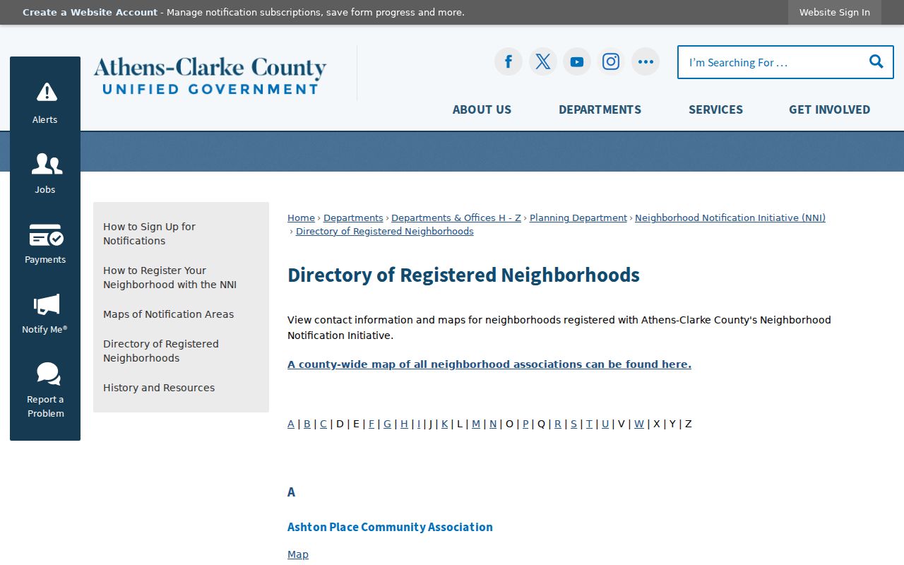 Athens street directory registered neighborhood listings